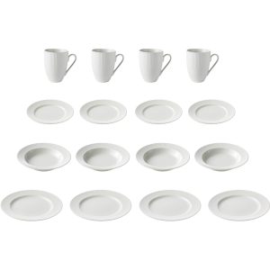 Aida Groovy tallerkensett 16 deler hvit