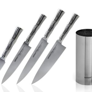 BAMBOO Knivsett 4 kniver + Knivblokk