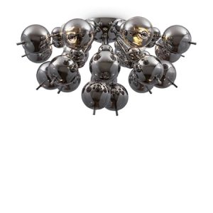 Bolla taklampe krom/røyk
