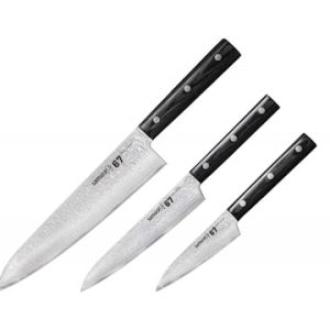 DAMASCUS 67 ?hef"'s Starter Knife Set: Grønnsaksniv + Allkniv + Kokkekniv