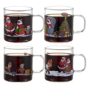 Dorre Santa Gløggkopp med Julenissens Familie 4 pk