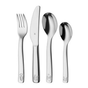 Farm barnebestikk 4 deler blankt stål