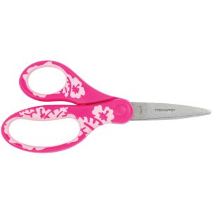 Fiskars Barnesaks 15 cm rosa blomst softgrip