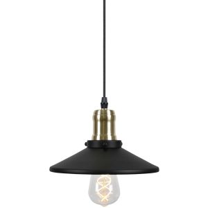 Globen Lighting Pendel Disc Mini Mattsvart / Børsted Messing