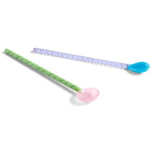 HAY Twist skjeer laget av glass, 2 stk, turkis/lyserosa