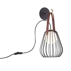 Indiana vegglampe, svart/gull