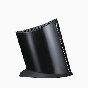 Knivblokk f 9 kniver + slipestav, h=27cm, svart