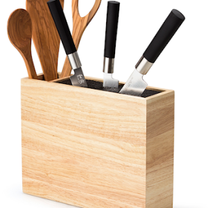 Knivskuff av bambus med ekstra utstyrslomme