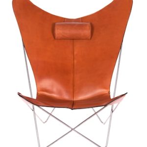 KS Stol Hazelnut Skinn og Rustfri Stålbein