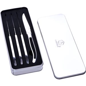 Laguiole Biffkniver med metallskjefter, 4 stk.