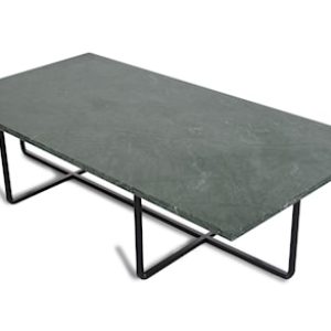 Ninety Table XL - Grønn marmor/svartlakkert metallstomme H40 cm