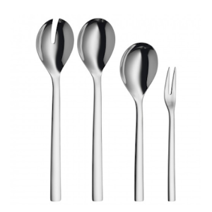 Nuova serveringssett 4 deler blank stål
