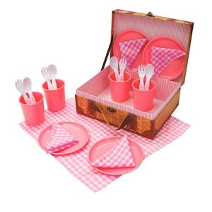 Pikniksett i plast, 21 deler, Rosa