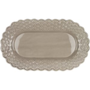 PotteryJo Ditsy Ovalt Serveringsfat Greige