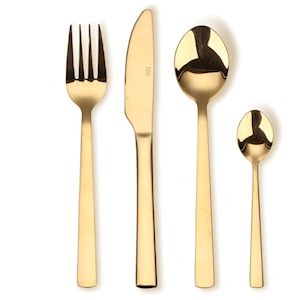 Raw 16-Dels Bestikksett med gullbelegg