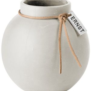 Rund Vase steingods 10 cm - hvit