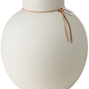Rund Vase Steingods 22 cm - Hvit