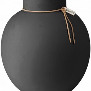 Rund Vase Stengods 22 cm – Mørkegrå