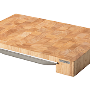 Skjærebrett med boks, gummitre, 48x32x6 cm