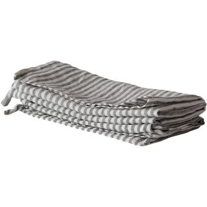 Tell Me More Kjøkkenhåndkle i lin, grå/hvit