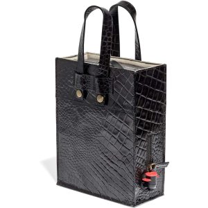 Top Drawer Bag in box i Croco mønster, black, 3 lit