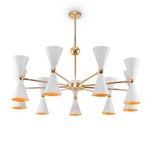 Vesper pendel 103 cm, hvit/gull