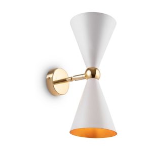 Vesper vegglampe, hvit/gull