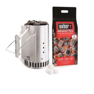 Weber Opptenningspakke - Grillstarter, 2kg Briketter & 6 Opptenningsblokker